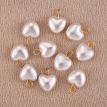 10 pezzi di ciondoli per orecchini di perle imitazione nella creazione di gioielli pendenti per orecchini fai da te moda fai da te ciondoli con geometria a forma di cuore carino
