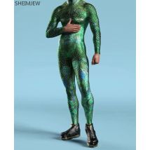 Mehrfarbige Fischschuppenrüstung Overall Meerjungfrau Cosplay Body Karneval Party Leistung Männer Zentai Anzug Outdoor Radfahren Catsuit
