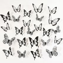 24/48 stücke schwarz weiß 3d Schmetterling Wanda uf kleber Hochzeits dekoration Haupt schlafzimmer Wohnzimmer DIY Schmetterlinge Wandt attoos liefert