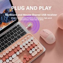 EWEADN Dual Mode Wireless Silent Keyboard Mouse Set, 2,4 G, ergonomisch kompakt, AAA-betrieben, für Gaming, Büro,