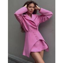 Taruxy schlanke lange Blazer Anzüge für Frauen Mode rosa hohe Taille Röcke weibliche Turn Kragen Blazer 2 Stück Sets Damen Outfits neu