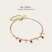 Yachan 18 Karat vergoldete Edelstahl kette Armbänder Charms rot Acryl Kugel Armband einfach neue trend ige Charm Schmuck