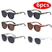 6 stücke Cat Eye Oval Sonnenschirm Sonnenbrille Frauen Sets Shades Luxus Minimalistischen Leopard Muster Design Retro Brillen UV400