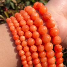 Natürliche Orange Jade Chalcedon Stein Perlen Runde Lose Perlen Für Schmuck Machen 15 "Strang 6 8 10 12mm DIY Armband Halskette
