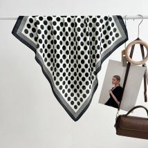 Luxus schwarz weiß Tupfen quadratischen Schal eleganten Stil dünnen seidigen Hals Schal lässig dekorative Haarband für Frauen