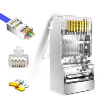 ZoeRax 50er-Pack RJ45-Pass-Through-Stecker Cat6, abgeschirmte RJ45-Modularstecker, vergoldet, 8P8C RJ45-Enten
