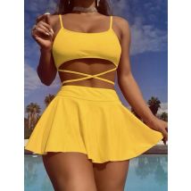 3-teiliger String-Bikini 2025, sexy Damen-Badeanzug und Strandhemd, solide Badebekleidung, Badegäste, Baden, Schwimmen, Badeanzug, Strandmode