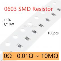 100pcs 0603 1% SMD Resistor 0R 10Ω 22ohm 100R 120R 330R 470R 510R 1K 1.5K 2K 2.2K 4.7K 5.1K 10K 15K 20K 30K 47K 51K 100K 200K 1M