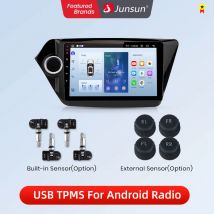 Junsun USB sistema di allarme per il monitoraggio della pressione dei pneumatici TPMS con 4 sensori interni per accessori per auto di navigazione per lettore DVD per auto