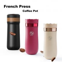 2in 1 tragbare französische Press kanne 320ml Reise kaffee maschine Edelstahl doppelwandige Kaffee-Tee flasche & Thermo-Krug-Wasserkocher