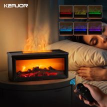 Nawilżacz Powietrza Aroma Efekt Płomienia Kominka Dyfuzor Olejków Eterycznych Biurkowy USB Chłodna Mgła Ultradźwiękowy Dyfuzor Zapachowy z Pilotem