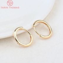 (1966)6PCS 12MM 14MM 17MM 24K Gold Color Brass Round Earring Hoop Earrings Clasps High Quality DIY Jewelry Making Findings