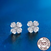 CWWZircons 925 Sterling Silber Zarte Nette Blume CZ Piercing Ohrstecker für Frauen Mädchen Hochzeit Edlen Schmuck SE085