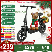 AOVOPRO EB1/EB1 PLUS 500W Scooter elettrico 54.6V10.4Ah/22.5Ah Batteria di grande capacità 45/100KM Lungo raggio 35 km/h 14 pollici EScooter