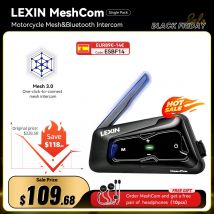 LEXIN-MeshCom intercomunicador para motocicleta, sistema de comunicación de malla, intercomunicador de Audio paralelo, 24 conductores