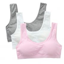 3PCS Kinder Baumwolle Sport Training Bh Einfarbig Junge Kinder Unterwäsche Teenager Mädchen Crop Tops Entwicklung Student Weste Bhs