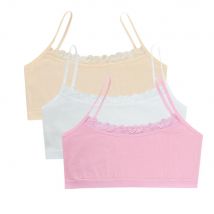 3 teile/los Sommer Teen Kinder Spitze Westen Junge kinder Brustpflege Ausbildung Bhs Einfarbig Maiden Baumwolle Teenager Unterwäsche Tops