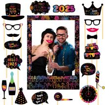 1 satz 2023 Frohes Neues Jahr Papier Papier Foto Rahmen bunte Photo Booth Requisiten Silvester Party Dekorationen Photobooth prop