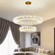 Nordische Luxus Pendel leuchte Kristall LED Kronleuchter 40 60 80cm Ring Kronleuchter Wohnzimmer