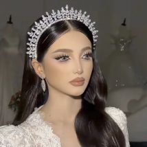 Prinzessin Königin Brautkronen Tiaras für Hochzeit Kopfschmuck Zirkonia Braut Stirnband Kronen für Festzug Frauen Mädchen Prom Kopfschmuck