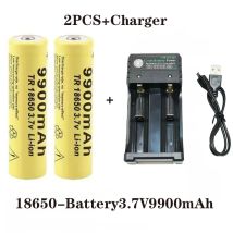 18650 Battery Rechargeable Battery 3.7V 18650 9900mAh Capacity Li-ion Rechargeable Battery For Flashlight Torch Battery+Charger