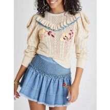 GypsyLady Knitted Vintage Boho Sweater Pullover Ruffles Applique Hollow Out Women Sweaters Autumn Casual Chic Ladies Jumpers Top