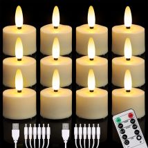 12 Stück wiederaufladbare Kerzen, USB-Aufladung, LED-Kerzenlicht, Timer-Fernbedienung, flackernde Flamme, Raumdekoration, Hochzeits-LED-Kerzen