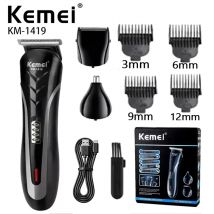 Kemei KM-1419 Wiederaufladbarer elektrischer Haarschneider für Herren, Haushaltsrasierer, Haarschneider und Nasentrimmer, 3-in-1-Haarschneidemaschine für Männer