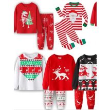 New Boys Girls Suit Christmas Long Sleeve Trousers Household Set Elk deer Cartoon Printed Pajamas dinosaur Cotton Sets Home Wear
