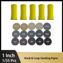 1 Stück 1 Zoll Handschleifblock / 5 Stück 1 Zoll Handschleifblock + 50 Stück 1 Zoll 25 mm Schleifscheibe Schleifpapier Hakenschlaufe gemischt