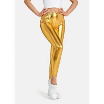 Sexy Silber PU Leder Leggings Frauen Push-Up Hüften Bleistift Hosen Hohe Taille Strumpfhosen Hosen Herbst Winter 2023