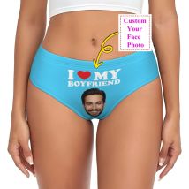 Valentinstag personalisierte benutzerdefinierte Gesicht Foto kurze Höschen weibliche Stretch ich liebe meinen Freund Unterwäsche Unterhose für Frau