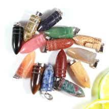 50pcs Bullet Natural Stone Pendant Necklace Earrings Charms For Jewelry Making to DIY