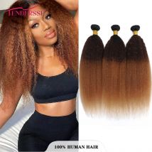 Tendresse 10A Yaki Kinky Straight Human Hair 3 Bundles 100% Mongolian Remy Human Hair Weave Extensions Kinky Straight Bundles