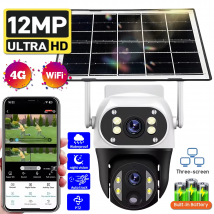 V380 pro 4G Solarkamera 12 MP WiFi-Überwachungskamera für den Außenbereich, 3 Bildschirme, automatische Tracking 360 °   Live View Farbe Nachtsicht PIR Motion