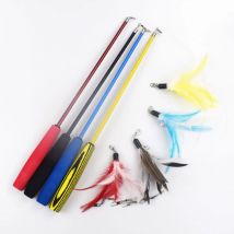 97cm Retractable Cat Feather Toys Kitten Funny Rod Cat Wand Toys Plastic Pet Cat Toys Interactive Stick Pet Cat Supplies
