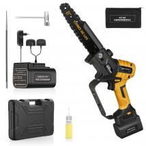 Sierra eléctrica SWANSOFT CS-2 de 8 pulgadas con lubricación automática, motor sin escobillas, tiempo de funcionamiento: 30-60 minutos para corte profesional de madera