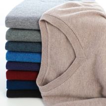100 % weicher Kaschmir-Baumwollmischung, Strickpullover, V-Ausschnitt, Pullover, Herrenbekleidung, Herbst-Winter, warmer Pullover, Pull Homme Jersey Woolen