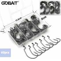60 pz/scatola Verme Ganci Ampia Gap Texas Rig Jig Manovella Bass Acciaio Ad Alto Tenore di Carbonio Offset Gancio Spinato Attrezzatura Da Pesca Richiamo Morbido Amo