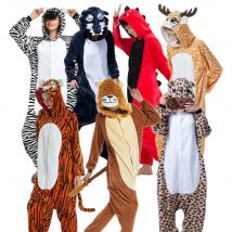 Erwachsene Tier Onesies Löwe Tiger Leopard Wolf Fuchs Zebra Nilpferd Koala Fledermaus Esel Kaninchen Chinchilla Frosch Biene Pinguin Hund Kigurumi