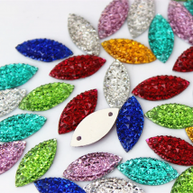 Cong Shao 200pcs 9*20mm Marquise Shape Resin Rhinestone trim stones and crystals flatback sewing 2 Hole DIY costume Button CS240