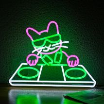 Katze DJ Player Neon Schild Dimmbar DJ Player Led Leuchten Schild Wand Dekor für Bar Party Mann Höhle Schlafzimmer Kunst Dekor