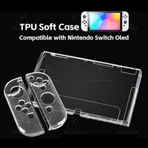 Switch Oled Transparente Schutzhülle, vollständige Abdeckung, stoßfest, kratzfest, rutschfest, hochwertig, langlebig, abnehmbare TPU-Softshell