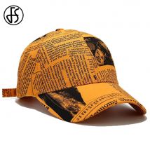 FS Vintage Gelbe Zeitung Drucken Baseball Caps Für Männer Baumwolle Frauen Streetwear Trucker Hut Snapback Hip Hop Cap Knochen Masculino
