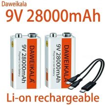 2024 9V Akku 28000mAh Li-Ionen-Akku Typ-C Akku 9V für Multimeter Mikrofon Spielzeug Fernbedienung KTV Verwendung