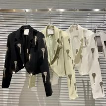 Frauen Luxus Frühling Herzform Diamanten Quasten Anzüge Jacke Liebe Strass Kette Kette Fransen