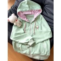 Kawaii süßer Druck japanische lässige Streetwear mit langen Ärmeln Frauen süßer Stil Reißverschluss Sweatshirt weiche Mädchen Mode 2025, Frühling