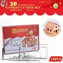 3D Edelstahl Weihnachten Lebkuchen Haus Cookie Schneiden Form Weihnachten Thema Backen Zubehör