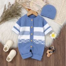 Baby Herbst und Winter Strampler Hüte Kleidung Gestrickte Frühling Casual Volle Ärmel Neugeborenen Jungen Overalls Outfits 0-18m Tragen