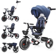 6-in-1-Baby-Dreirad, zusammenklappbares Kinder-Dreirad mit verstellbarem Handgriff, Sicherheitsgurt, Radbremsen und abnehmbarem Baldachin